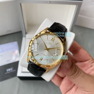 Copy IWC Portofino Watch Yellow Gold Case White Dial 42mm Leather